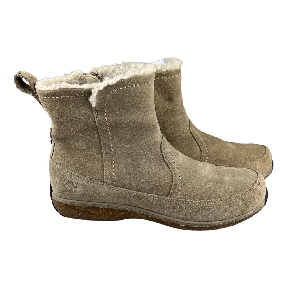 TIMBERLAND EK.GRANBY Women's Taupe Faux Fur Waterproof Zip Boots Size Us 9